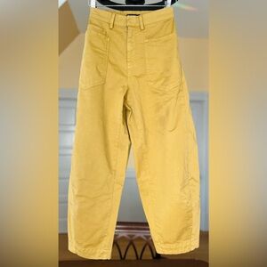 Barrel Leg Cotton Twill Pant